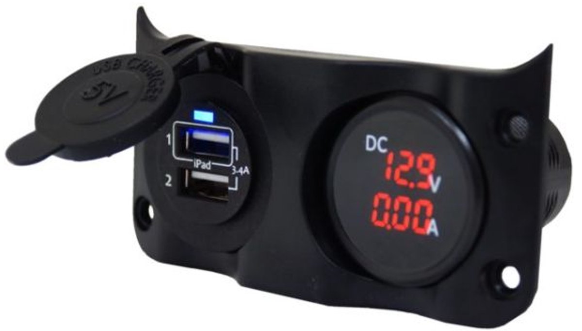 Talamex Wave add-on paneel dubbel USB & Volt/ampere meter