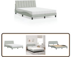 vidaXL Bed met matras fluweel lichtgrijs 140x190 cm