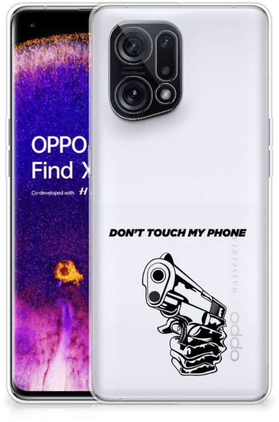 Coque de téléphone OPPO Find X5 Coque arrière Coque en Siliconen Pistolet transparent Ne touchez pas mon téléphone