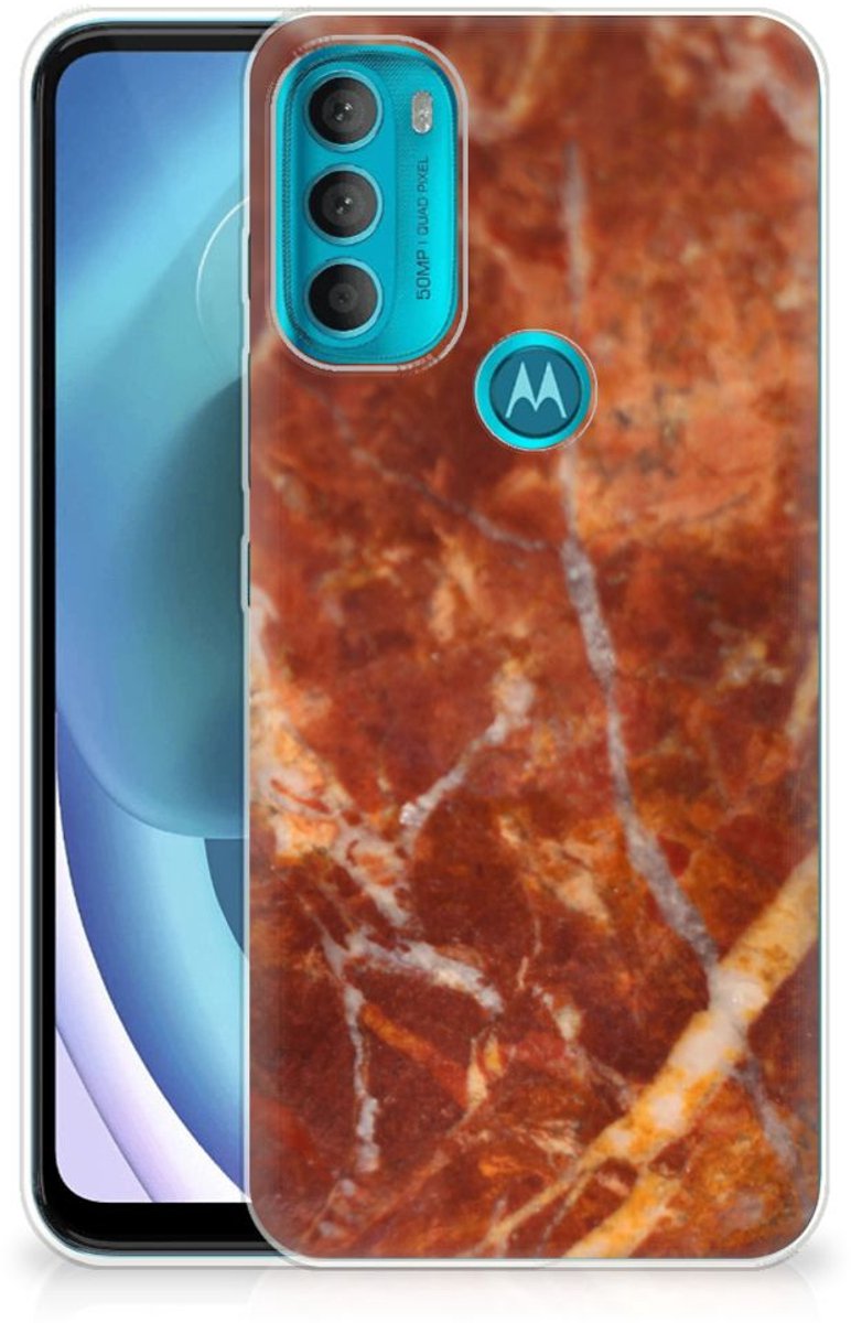 Motorola Moto G71 5G TPU Siliconen Hoesje Marmer Bruin