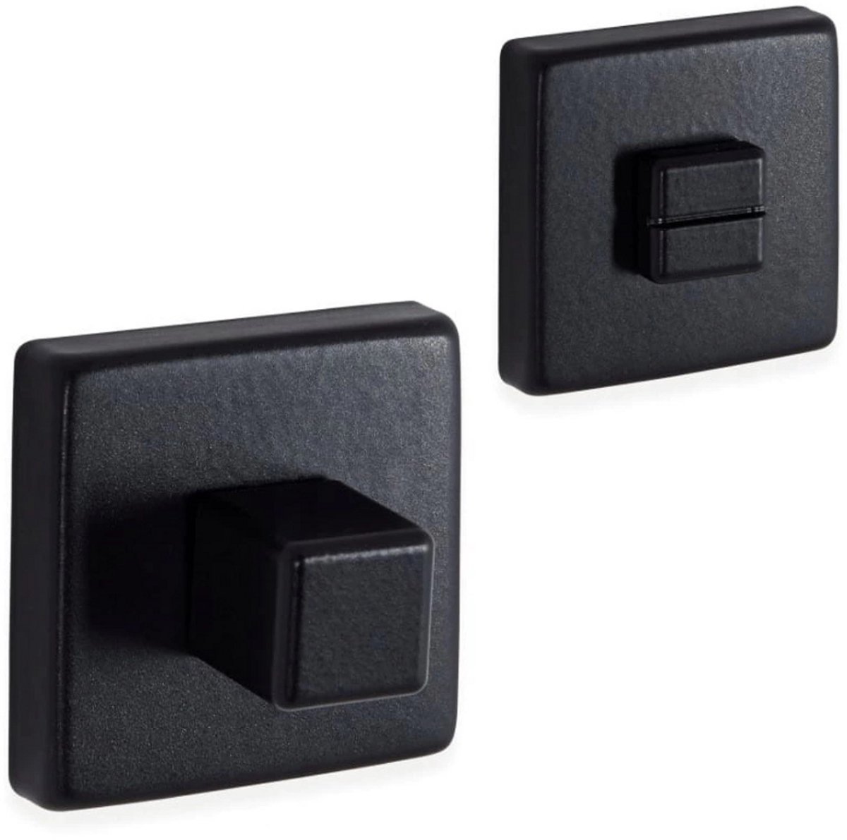 Vierkant WC Garnituur - 4 mm Stift - Rozet - Mat Zwart - Afdekplaat - Inclusief Montageschroeven
