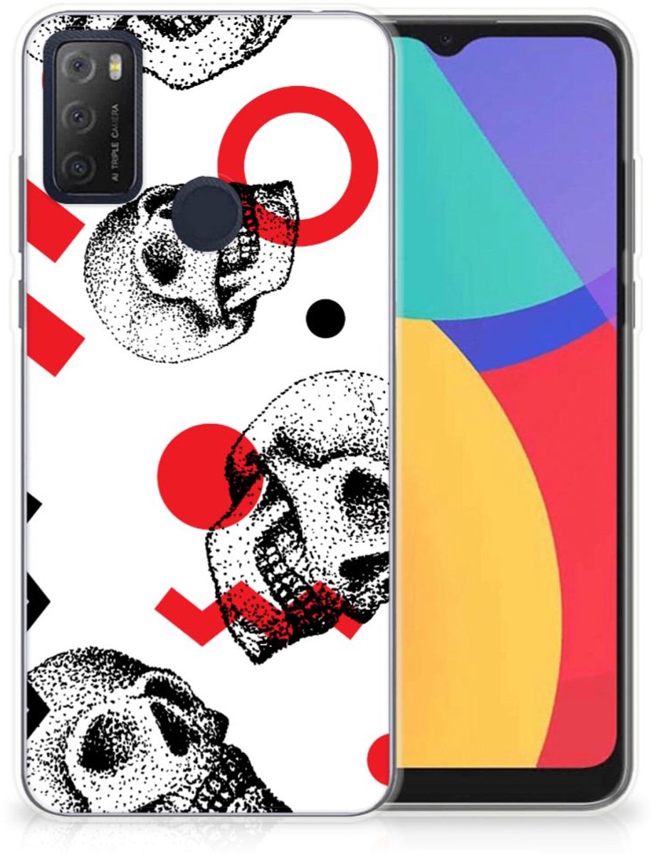 Silicone Back Case Alcatel 1S (2021) Skull Red
