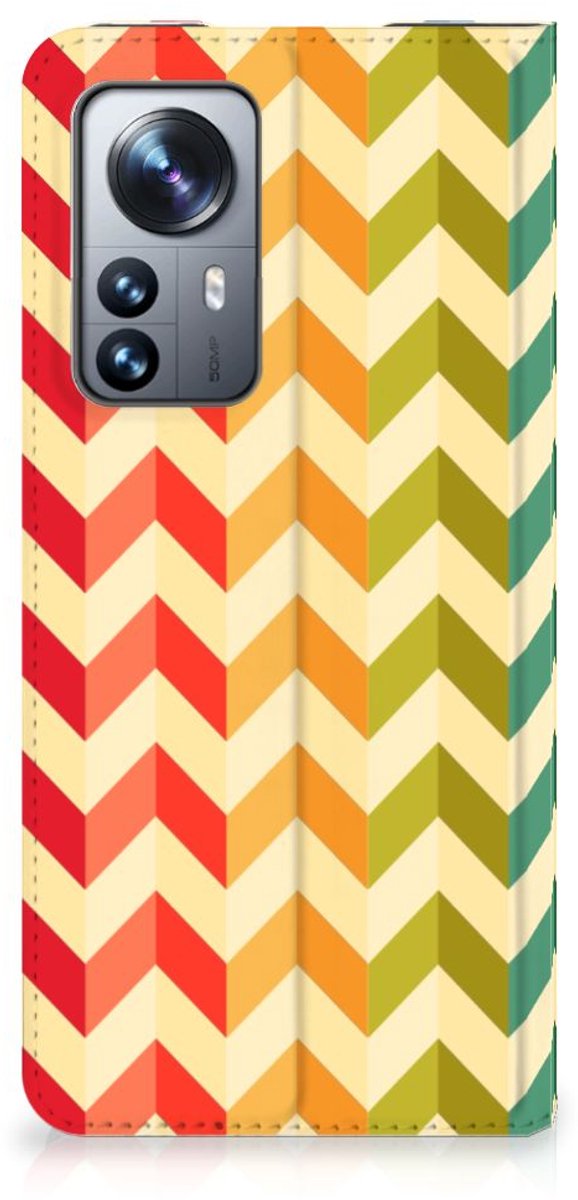 Xiaomi 12 Pro Hoesje met Magneet Zigzag Multi Color