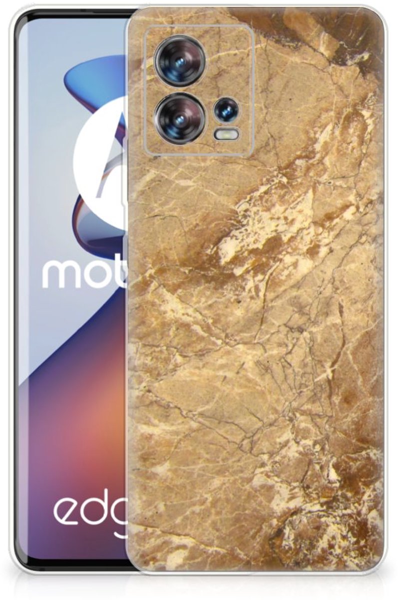 Motorola Edge 30 Fusion TPU Siliconen Hoesje Marmer Creme