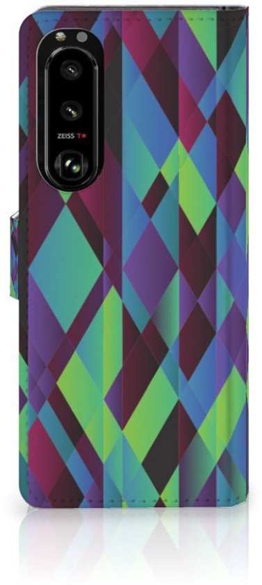 PU Cuir Premium Flip Case pour Sony Xperia 5III Coque Résumé Vert Bleu