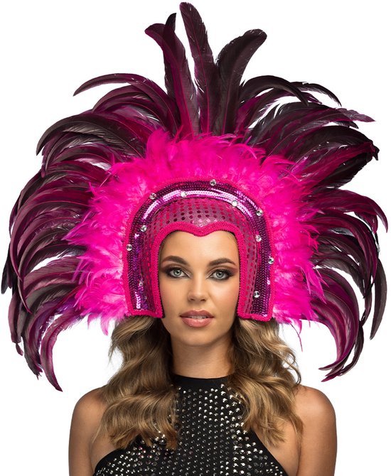 Boland - Hoofdtooi Samba roze Roze - Één maat - Volwassenen - Vrouwen - Samba - Brazilie - Zomers carnaval