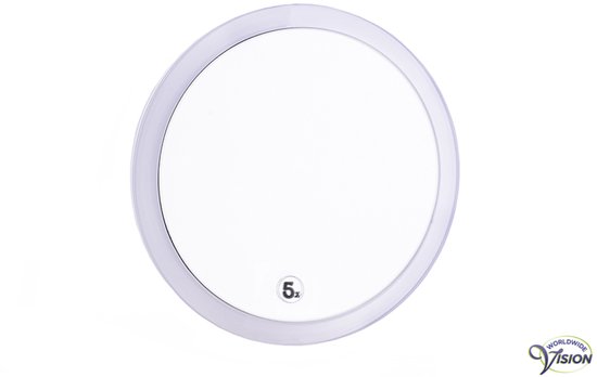 Iris Spiegel met Vergroting - Plakspiegel Rond - Scheerspiegel met Zuignap - Make up Spiegel met 5X Vergroting - Transparant - Rond - Zuignap - 3 Varianten