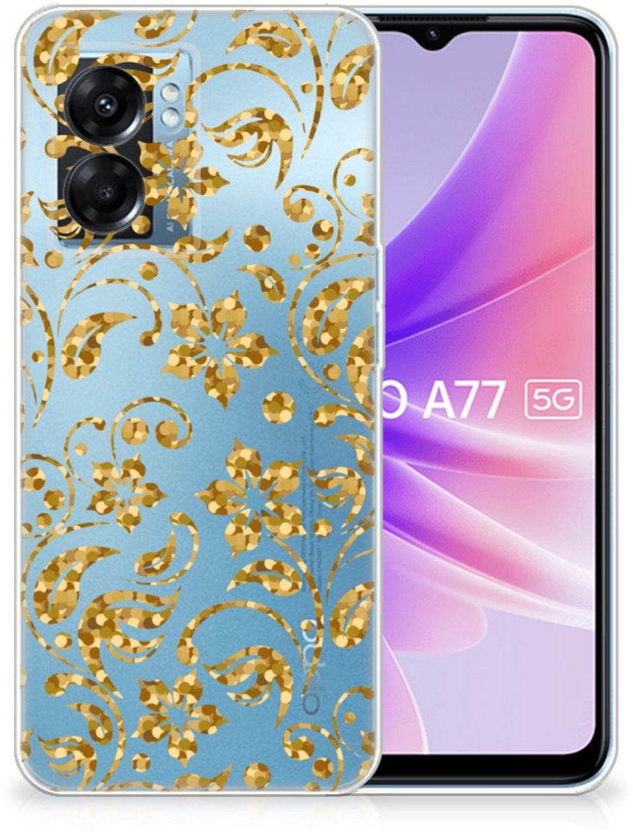 TPU Hoesje voor OPPO A77 | A57 5G TPU Case Gouden Bloemen