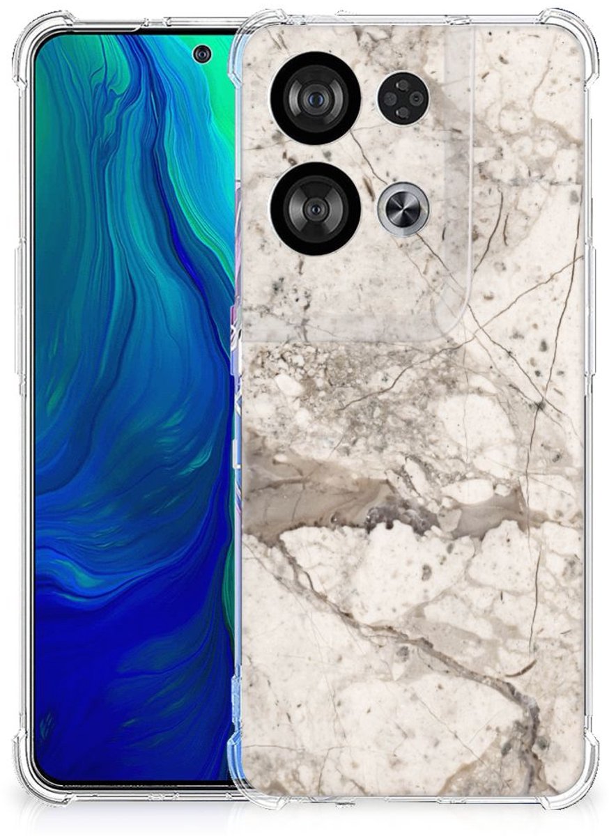 OPPO Reno8 Anti-Shock Hoesje Marmer Beige