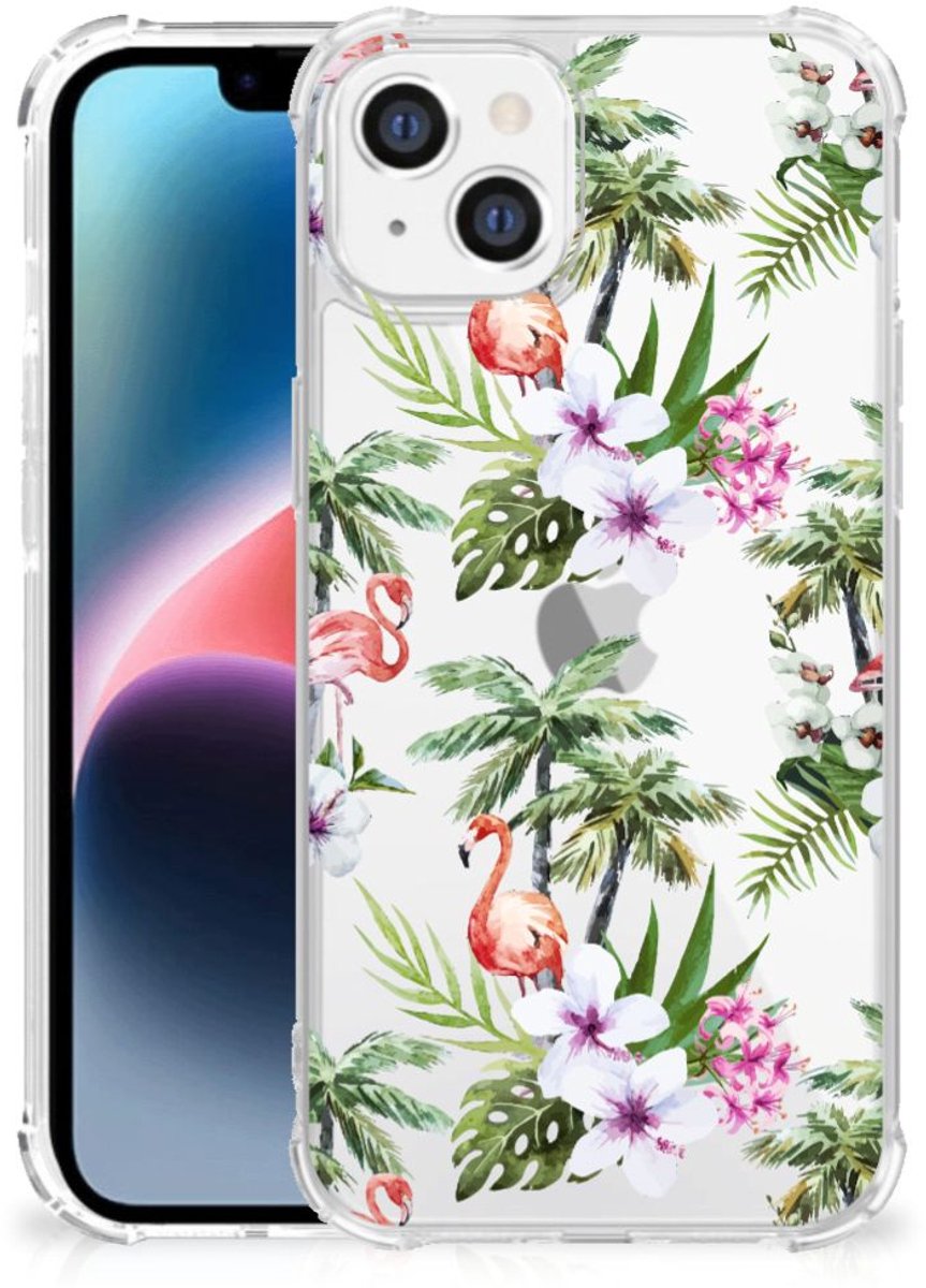 Apple iPhone 14 Plus Case Anti-shock Flamingo Palms