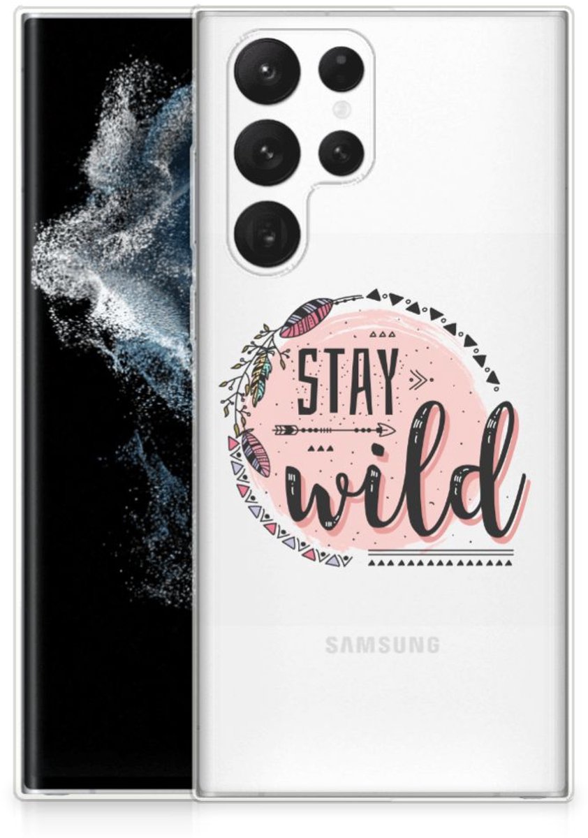 TPU Hoesje voor Samsung Galaxy S22 Ultra Telefoonhoesje met Naam Boho Stay Wild
