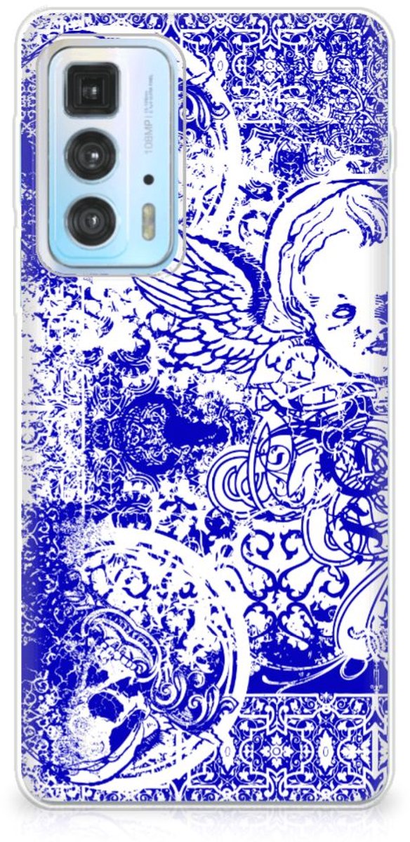 Silicone Back Case Motorola Edge 20 Pro Angel Skull Blauw