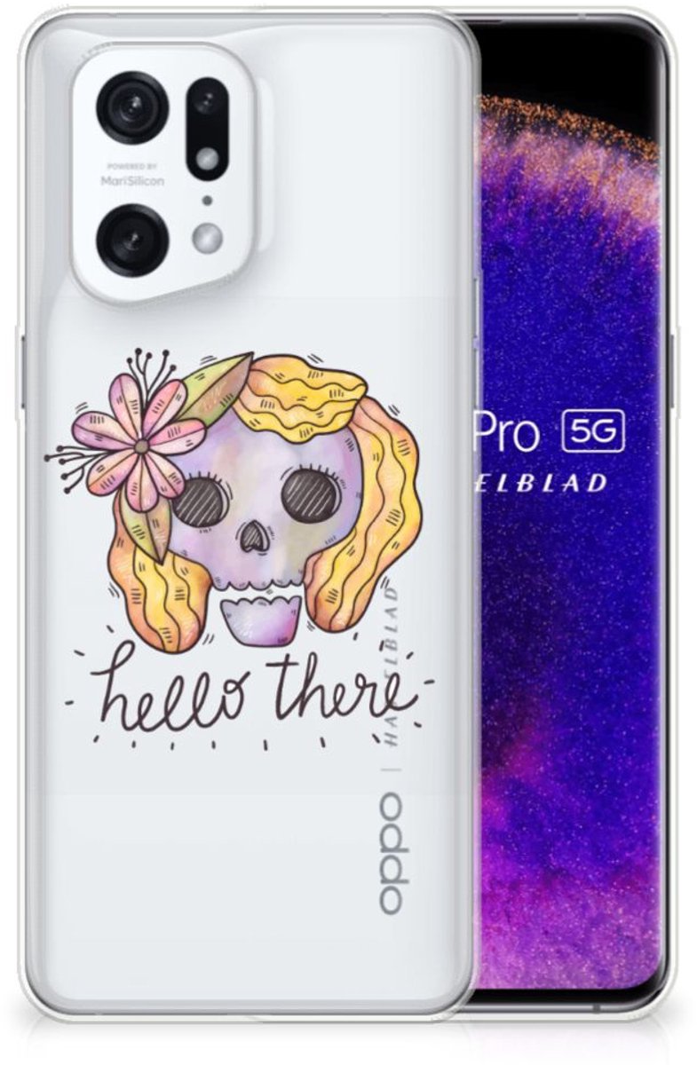 Silicone Back Case OPPO Find X5 Pro Boho Skull