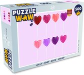 Puzzel Lolly - Hart - Roze - Snoep - Legpuzzel - Puzzel 500 stukjes