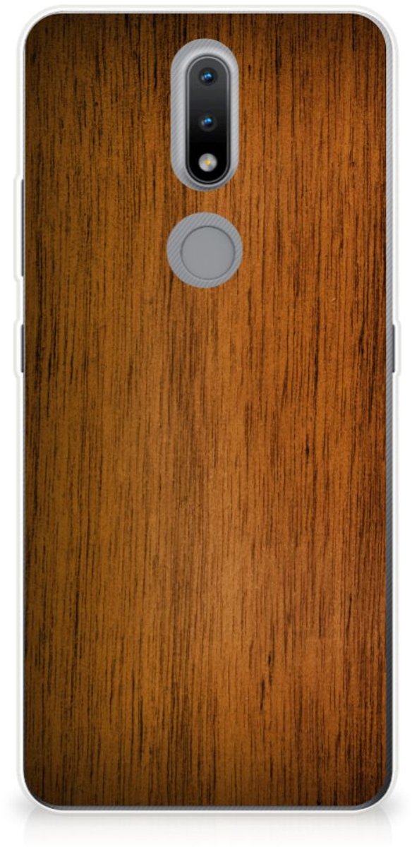 Nokia 2.4 Bumper Hoesje Donker Hout