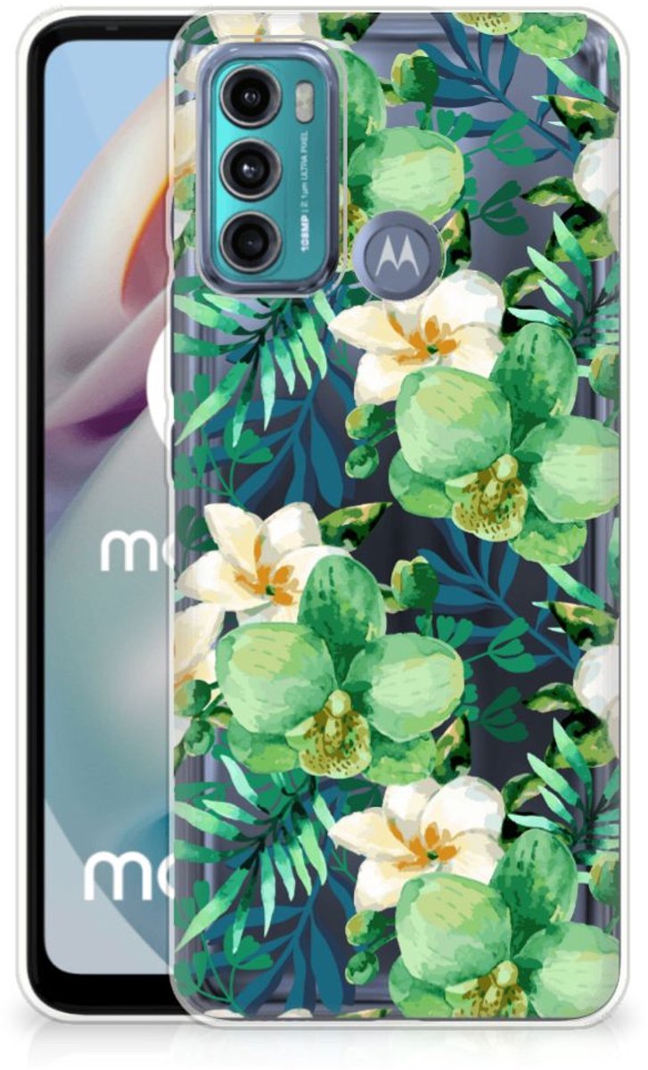 Back Cover voor Motorola Moto G60 TPU Case Orchidee Groen