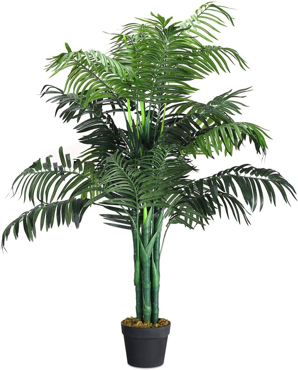 Costway Kamerpalm, palm, kunstplant, kunstboom, kamerplant, decoratieve plant, kunstplant, 110 cm hoog groente