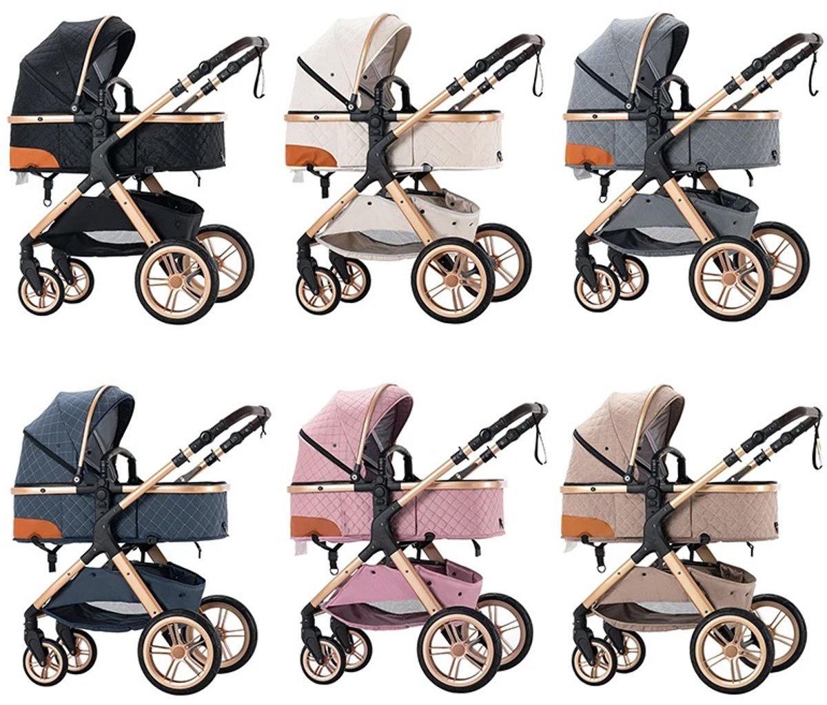 Kinderwagen Grijs 3 In 1 Inklapbare Buggy - afbeelding 3