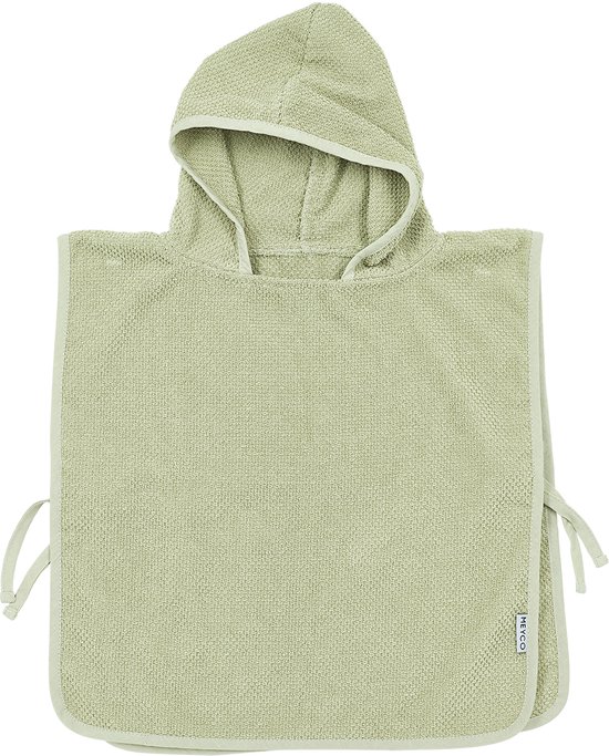 Meyco Baby Popcorn badponcho - soft olive - 1-3 jaar