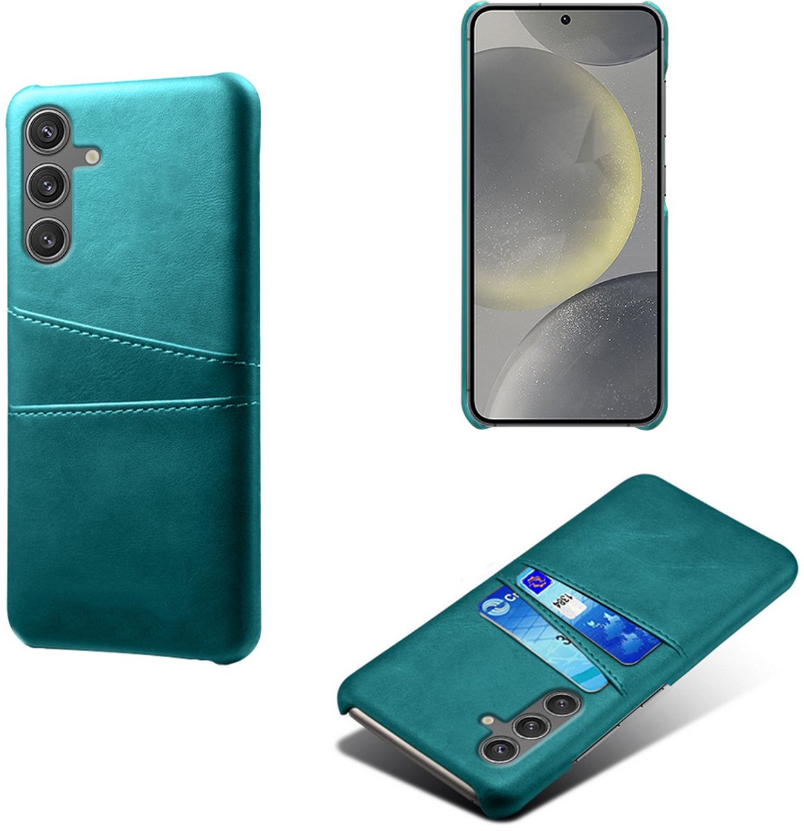 Backcover met Opbergvakjes + PMMA Screenprotector voor Galaxy S25 _ Groen