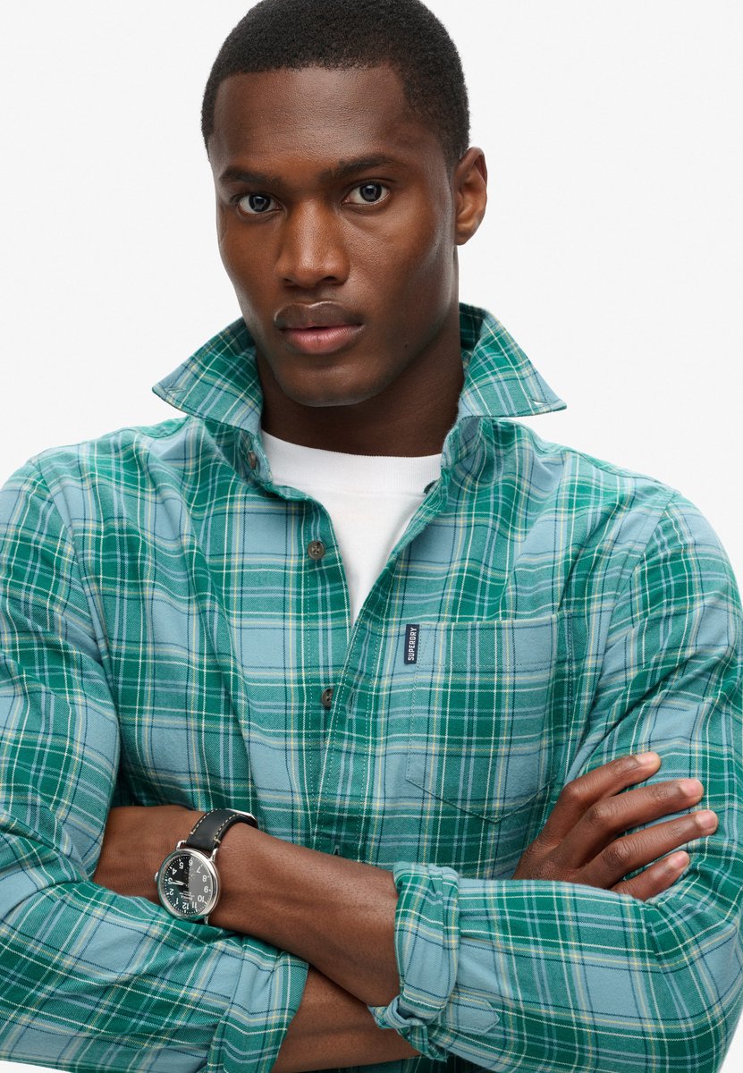 Superdry Vintage Check Overhemd Met Lange Mouwen M Man Turquoise
