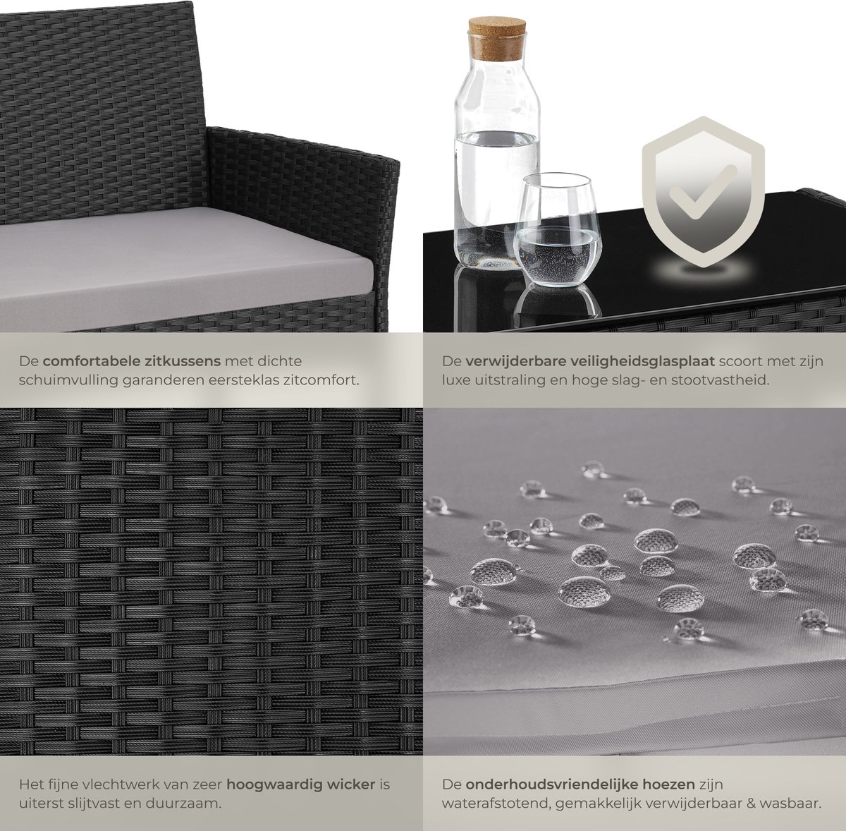 tectake tectake Palese wicker tuinset - afbeelding 3