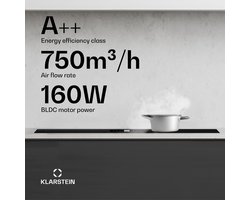 Klarstein Inductiekookplaat AirJet Met Afzuiging - 12 kW, Boost 750 m³/u, A++ Efficiëntie, 9 Standen, Stil 58 dB, Touchbedieningspaneel, Bridge-Connect, Actieve Koolstoffilter, Zwart - 7300W - Inbouw voor Keuken - Induction Hob
