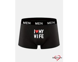 I Love My Wife heren boxers - Maat 2XL - zwarte strakke boxershorts mannen - boxer onderbroeken ondergoed underwear boxershort erotiek mannen