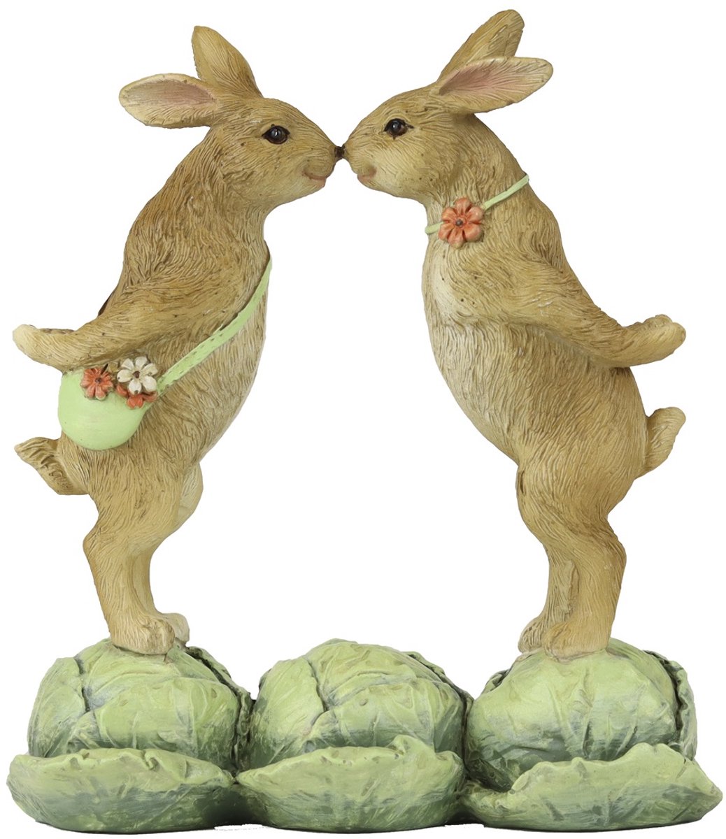 Goodwill Pasen-Konijntjes "Love" Bruin-Groen 16 cm