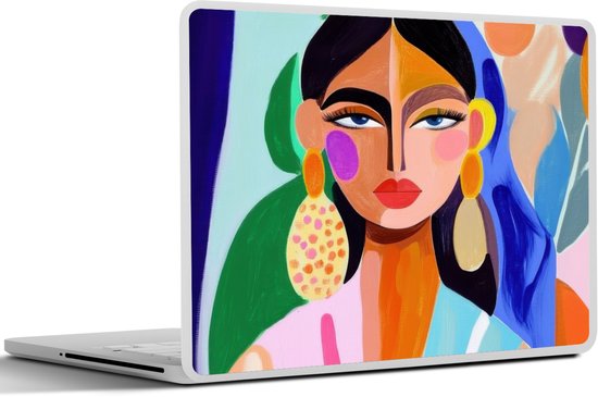 Laptop sticker - 13.3 inch - Portret - Vrouw - Modern - 31x22,5cm - Laptopstickers - Laptop skin - Cover