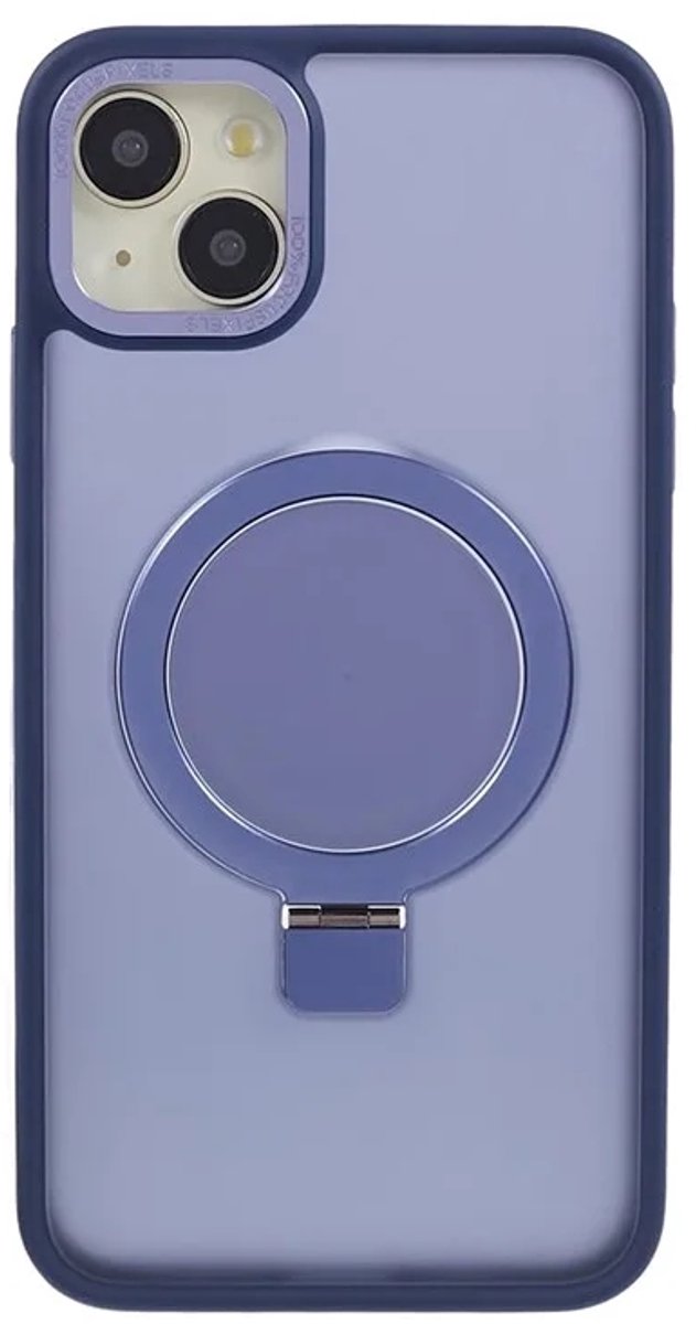 Cityhoesje - iPhone 15 - Magnetic - Ring Holder Kickstand - Protective – Backcase - Light Blauw