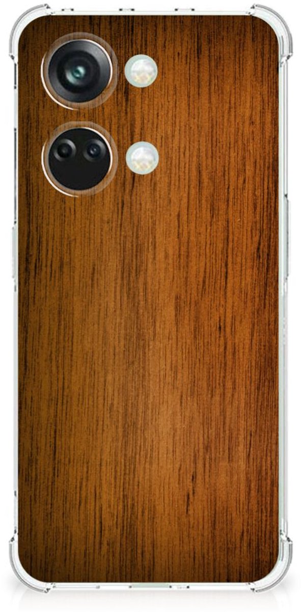 TPU Case Anti-Shock voor OnePlus Nord 3 Stevig Telefoonhoesje Donker Hout