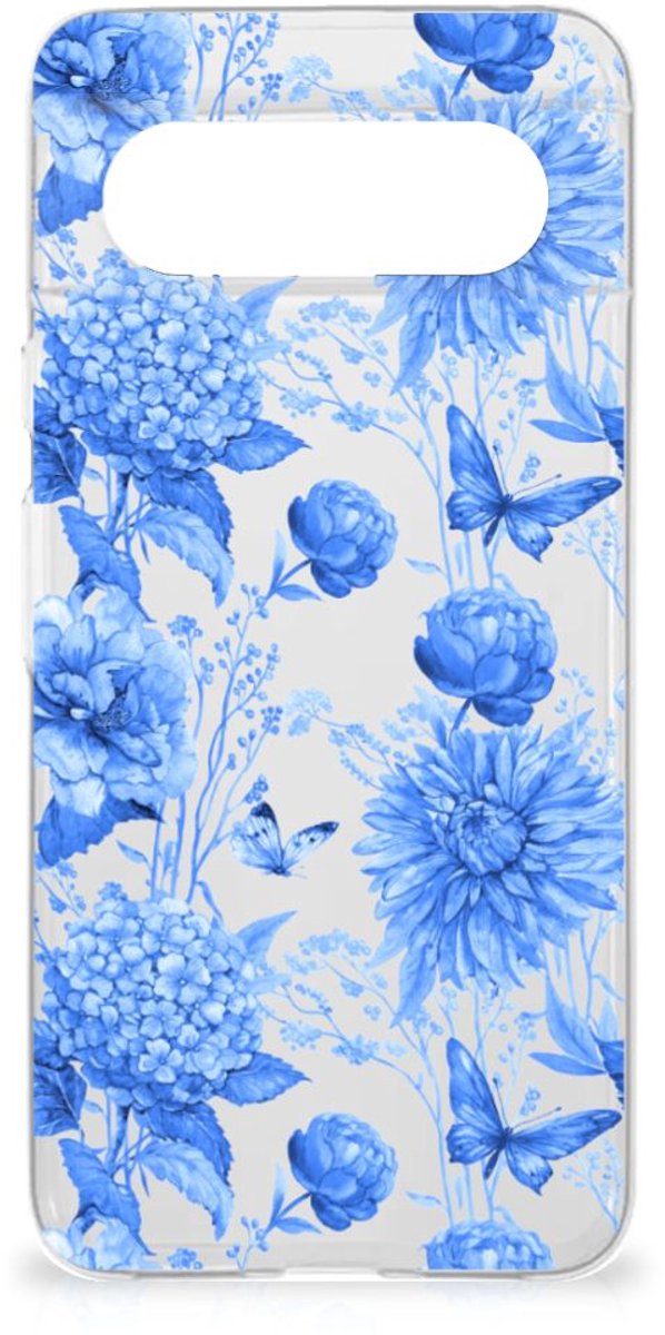 TPU Case voor Google Pixel 8 Flowers Blue