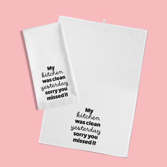 Torchon de cuisine - Texte amusant - Cuisine Clean - Blanc - Katoen