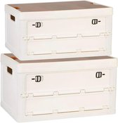 Opvouwbare Opbergdoos, 50L Plastic Opbergbakken Inklapbare Opbergdoos Met Houten Deksels Multi Directioneel Open Kastorganisatorcontainer Voor Kamperen Buitenpicknick Kamer Od Groen 1158196901