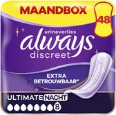 Always Discreet Verband Voor Urineverlies Dames Ultimate Nacht - 48 Verbanden - Maandbox