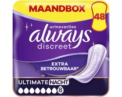 Always Discreet Verband Voor Urineverlies Dames Ultimate Nacht - 48 Verbanden - Maandbox