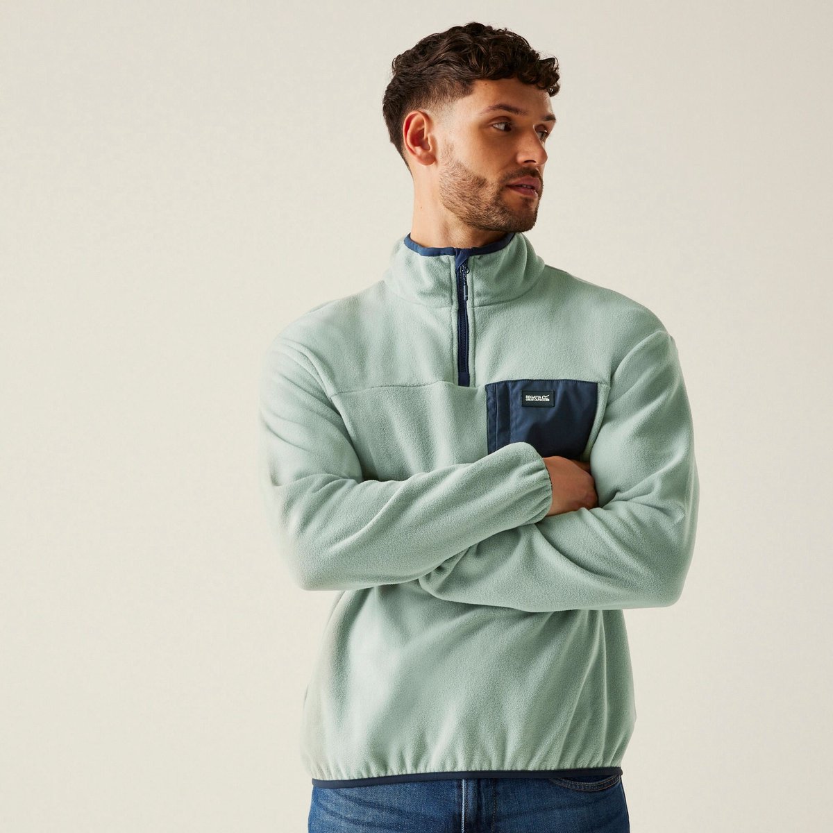 Fleece Hiking Heren Halve Rits Frankie Grijs
