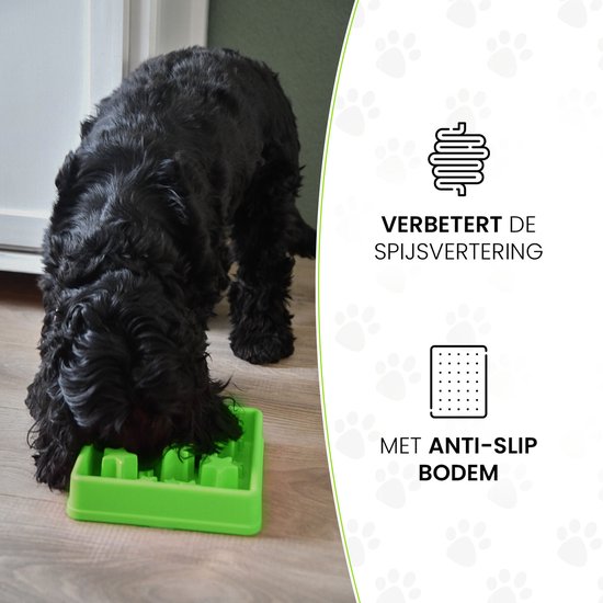 Eat Slow Live Longer Star Voerbak S – Ø 20.5 cm - Anti-schrok voerbak – Slow feeder voor honden – Anti-slip – Geschikt voor de kleinere hond - Groen