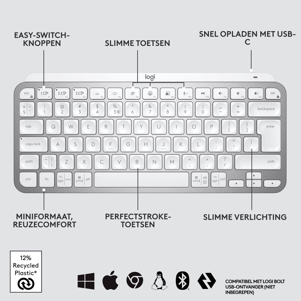 Logitech MX KEYS Mini - Draadloos Bluetooth Toetsenbord thumbnail 6