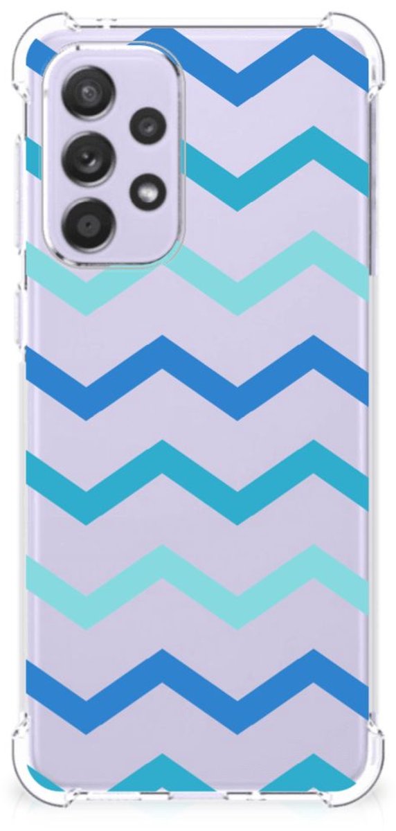 Samsung Galaxy A33 Doorzichtige Silicone Hoesje Zigzag Blauw