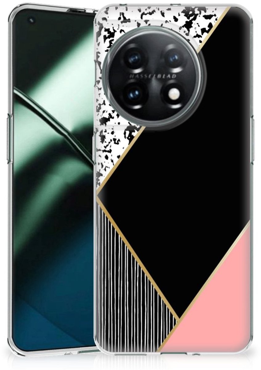 OnePlus 11 TPU Hoesje Zwart Roze Vormen
