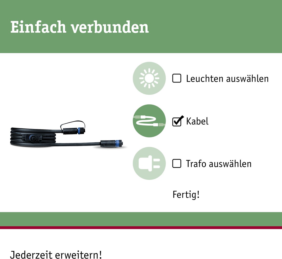 Plug&Shine Cable IP68 2m zwart