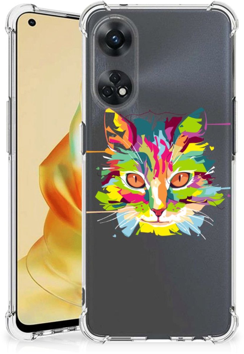 OPPO Reno8 T 4G Stevig Bumper Hoesje Cat Color