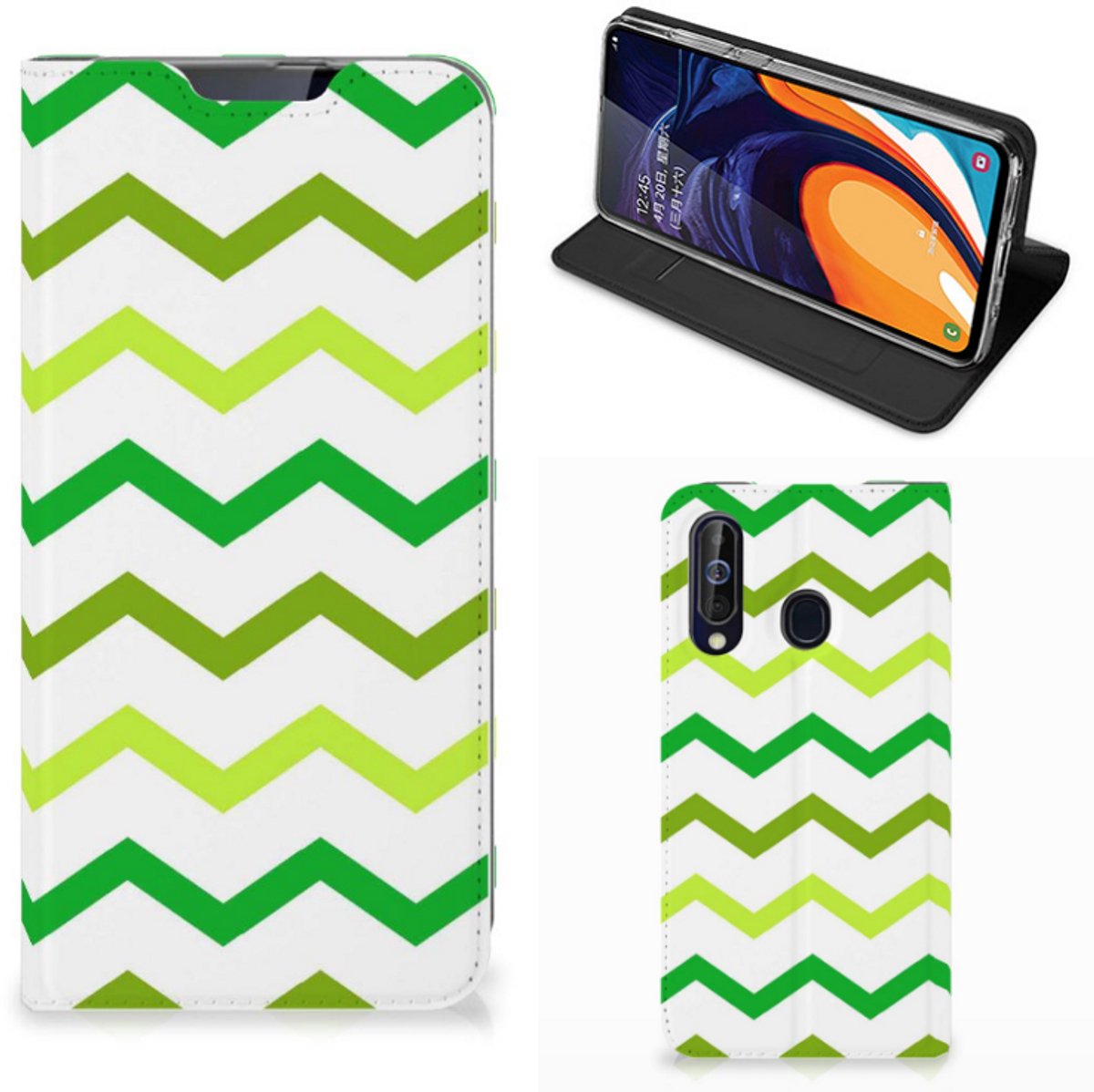Samsung Galaxy A60 Hoesje met Magneet Zigzag Groen