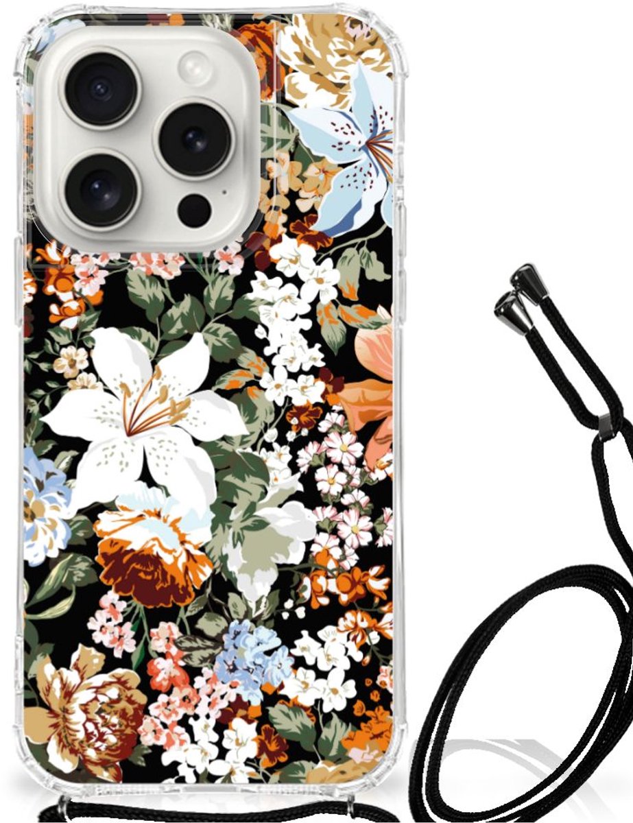 Case voor iPhone 15 Pro Dark Flowers