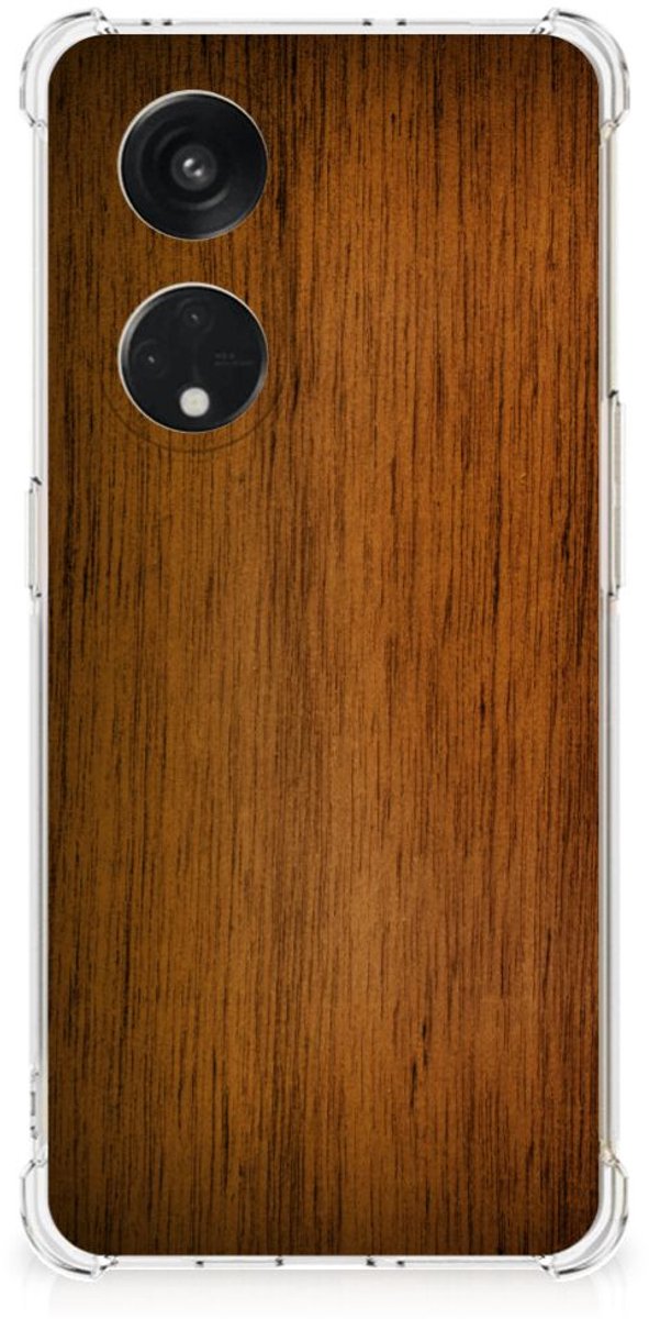 OPPO Reno8 T 5G Stevig Telefoonhoesje Donker Hout