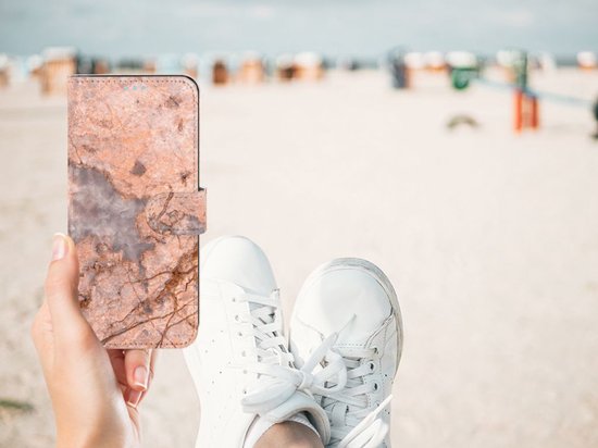 Etui Portefeuille OPPO A74 4G Couverture de Téléphone Marbre Oranje