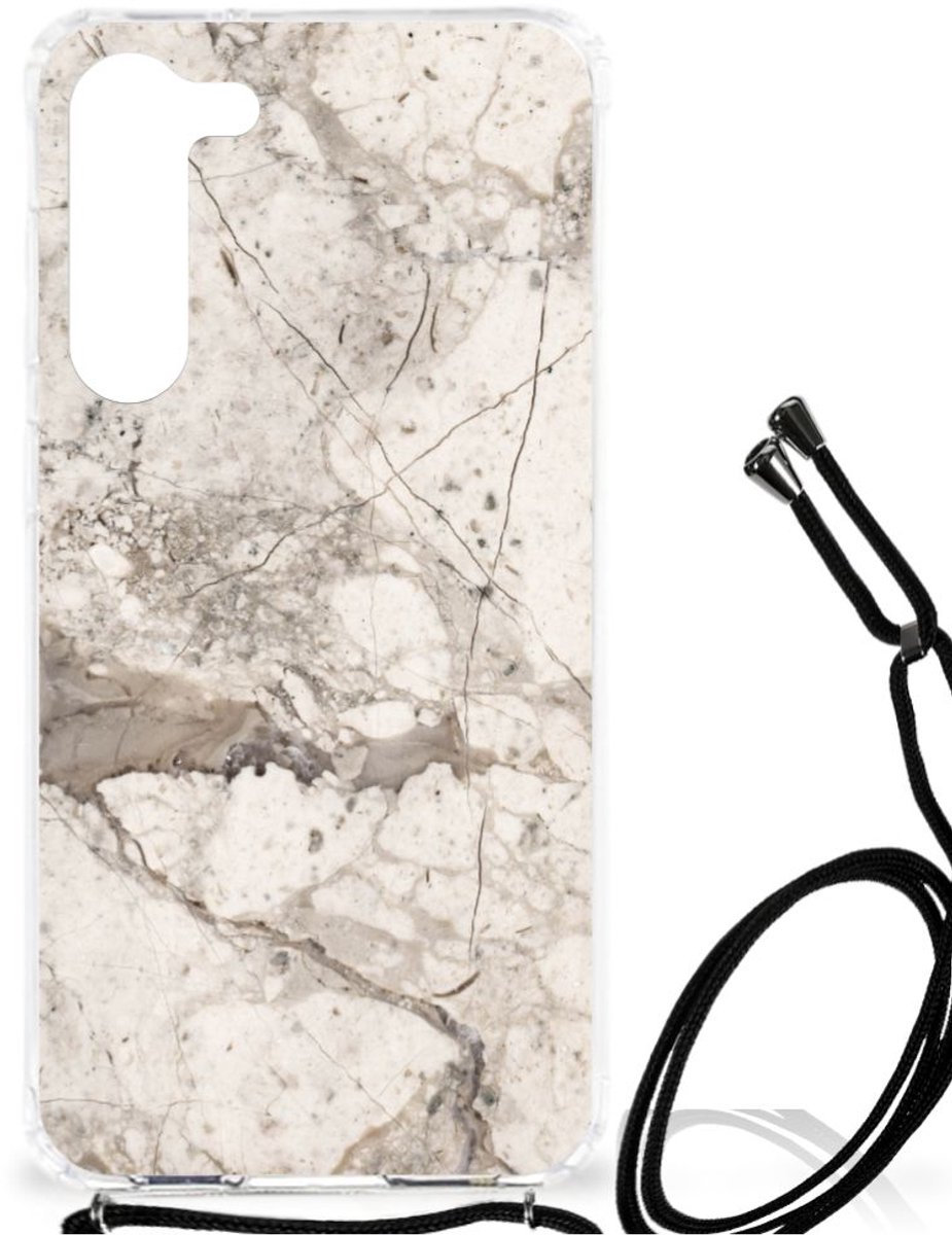 Samsung Galaxy S23 Plus Anti-Shock Hoesje Marmer Beige