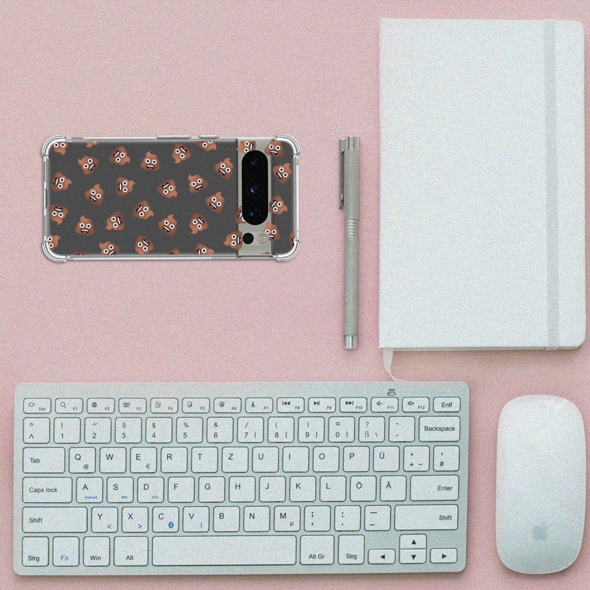 Doorzichtige Silicone Hoesje voor Google Pixel 8 Pro Poep Emojis
